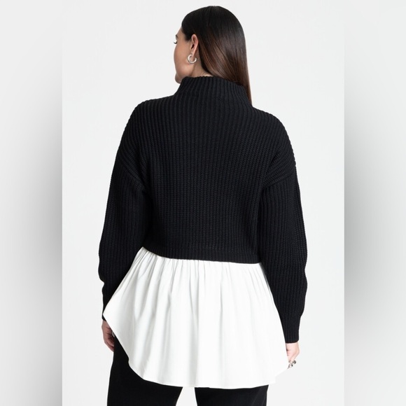 ELOQUII Twofer Skirted Sweater black Sz 26/28 - Picture 3 of 4